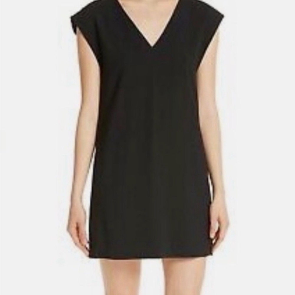 Alice + Olivia Carita Bow Tie Cut Out Back Black V‑Neck Cap Sleeve Mini Dress
